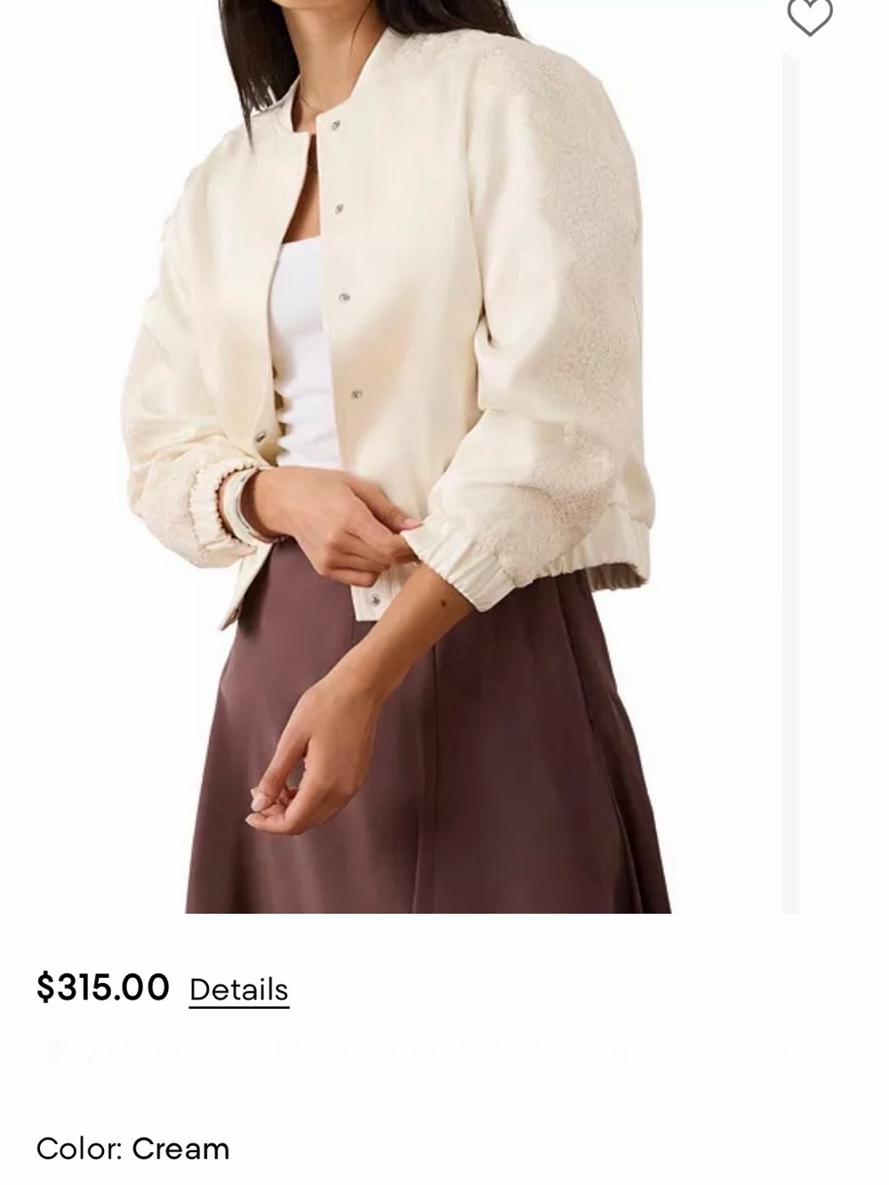 Mint Velvet Cream Bomber Jacket with Textured Sleeves - Women's